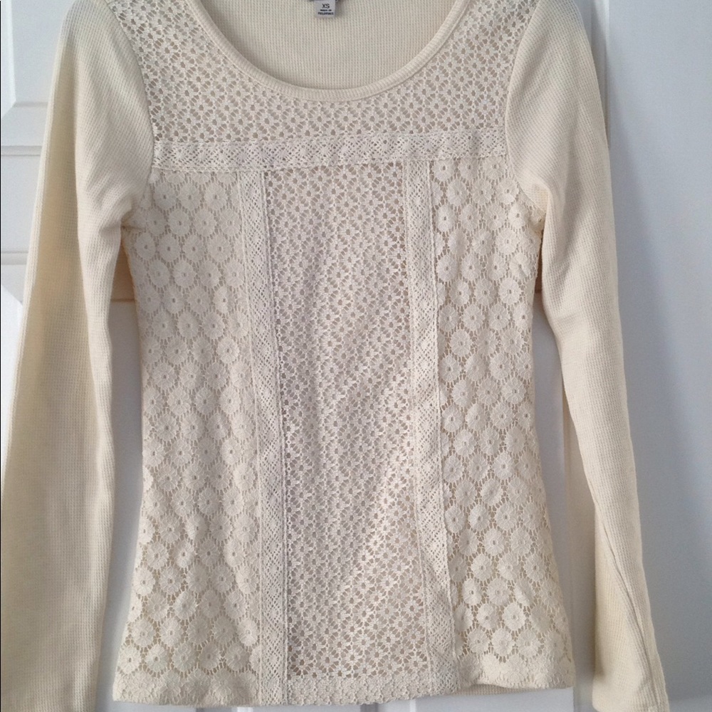 Lucky Brand Crochet Tee XS